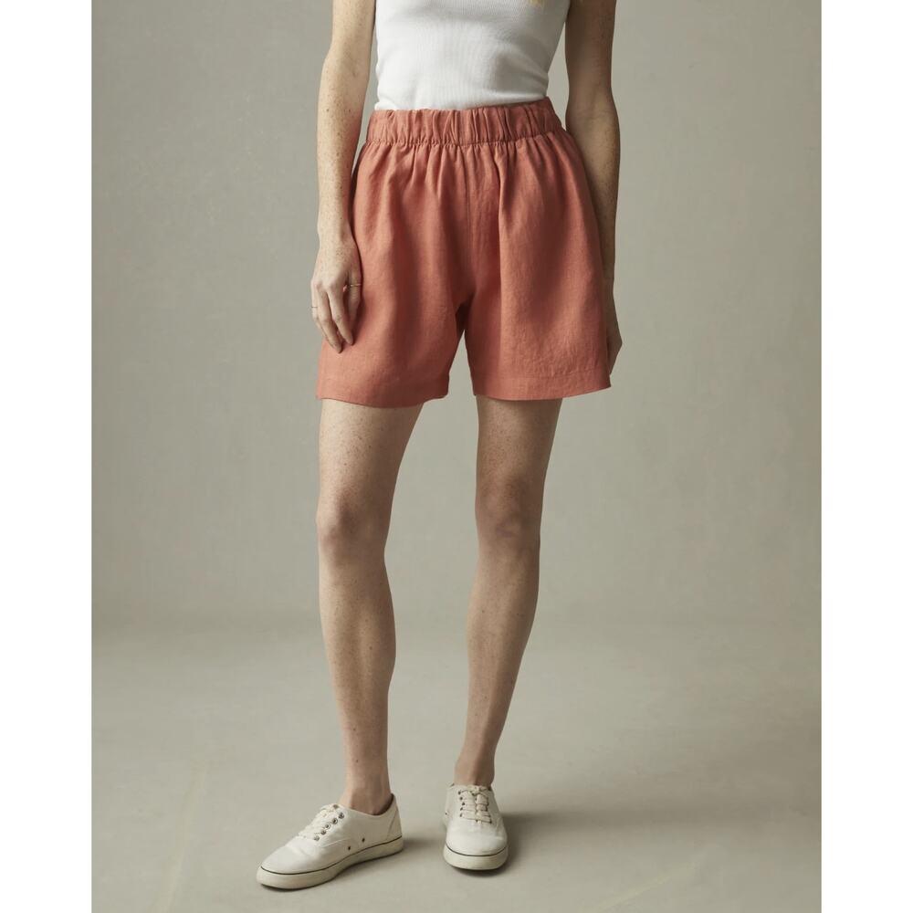 American Giant Linen Short Medium Pull On Flowy Airy Summer Casual Coastal Beach